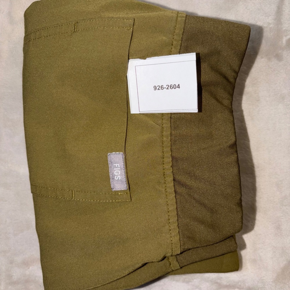 FIGS Zamora Jogger Scrub Pants Olive Green Neon Yellow Drawstring Tall Size MT - Picture 8 of 8